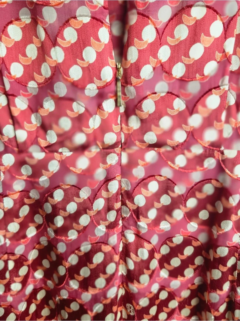 Tory Burch Janetta Circle Clip Dot Print Jacquard Dress 8 Orange Red Women’s